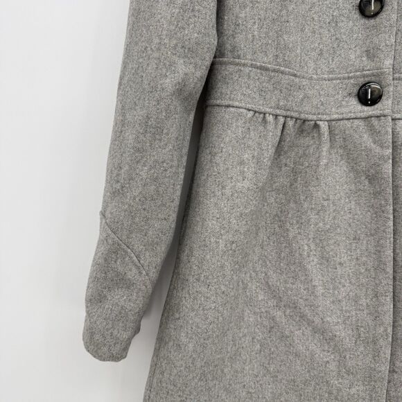 H&M Grey Wool Blend Button Front Peacoat Jacket Coat Size US 4 Preppy - Picture 3 of 11